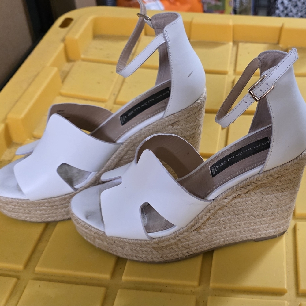 Sirena White Wedge Sandals